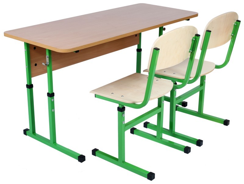 Комплект стіл учнівський 2-місний без полиці, №4-6 + стілець Т-подібний, №4-6