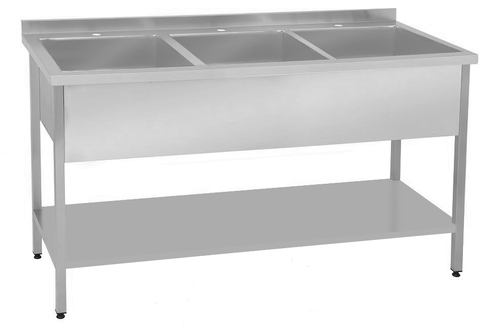 Мийка виробнича 3-секційна з полицею