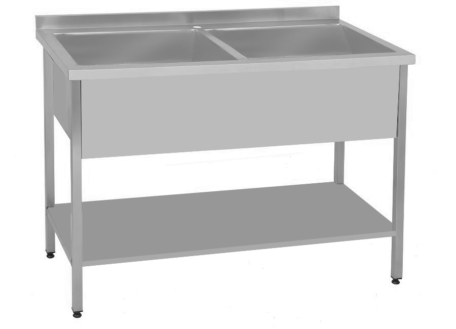 Мийка виробнича 2-секційна з полицею