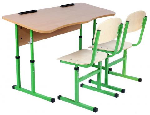Комплект стіл учнівський 2-місний без полиці антисколіозний, №4-6 + стілець Т-подібний, №4-6