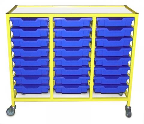 Мобільний стелаж металевий для зберігання дидактичного матеріалу (з 24 скрині F1)