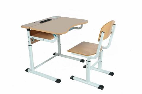 Комплект стіл учнівський 1-місний з полицею, з регулюванням кута нахилу стільниці, для ростових груп № 3-5 + Стілець Т-подібний регульований по висоті № 2-5