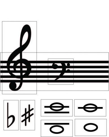 Набір магнітних нотних знаків (нотний стан, ноти, знаки)