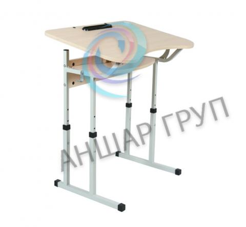 Комплект стіл учнівський 1-місний з регулюванням кута нахилу стільниці та полицею, № 3-6 + стілець Т-подібний на квадратній трубі, №3-5