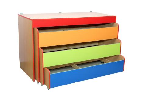 Ліжко дитяче 3-х ярусне без матрацу з кришкою