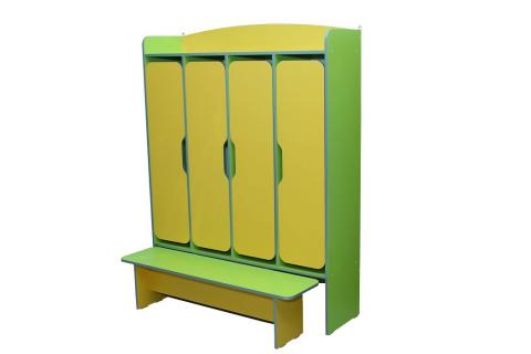 Шафа 4-дверна для роздягальні з лавкою